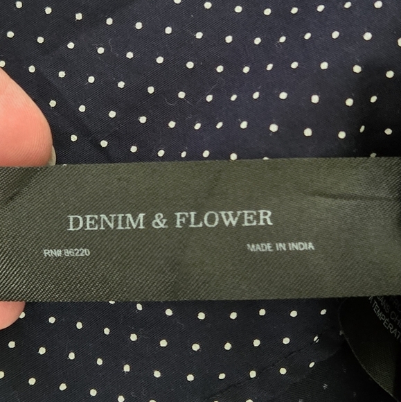 Denim & Flower Navy Blue Polka Dot Xl Men's Short Sleeve Button Up Dress Shirt - Picture 8 of 9